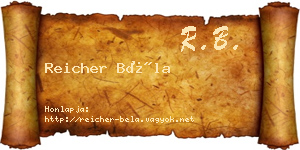 Reicher Béla névjegykártya